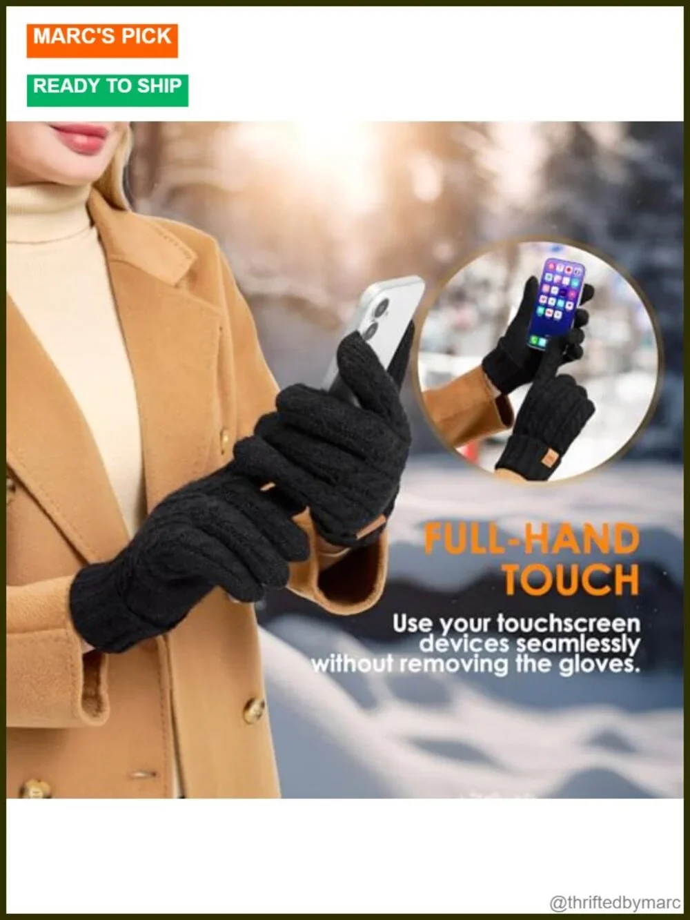 Women's Winter Gloves Thermal Fleece Lined Touchscreen